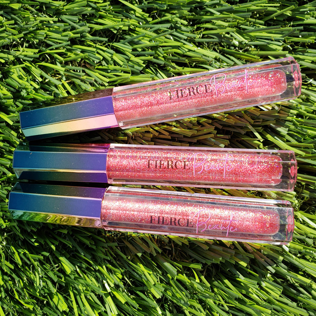Fierce Beaute' Clear Red Glossy Glitter Lipgloss | Bae