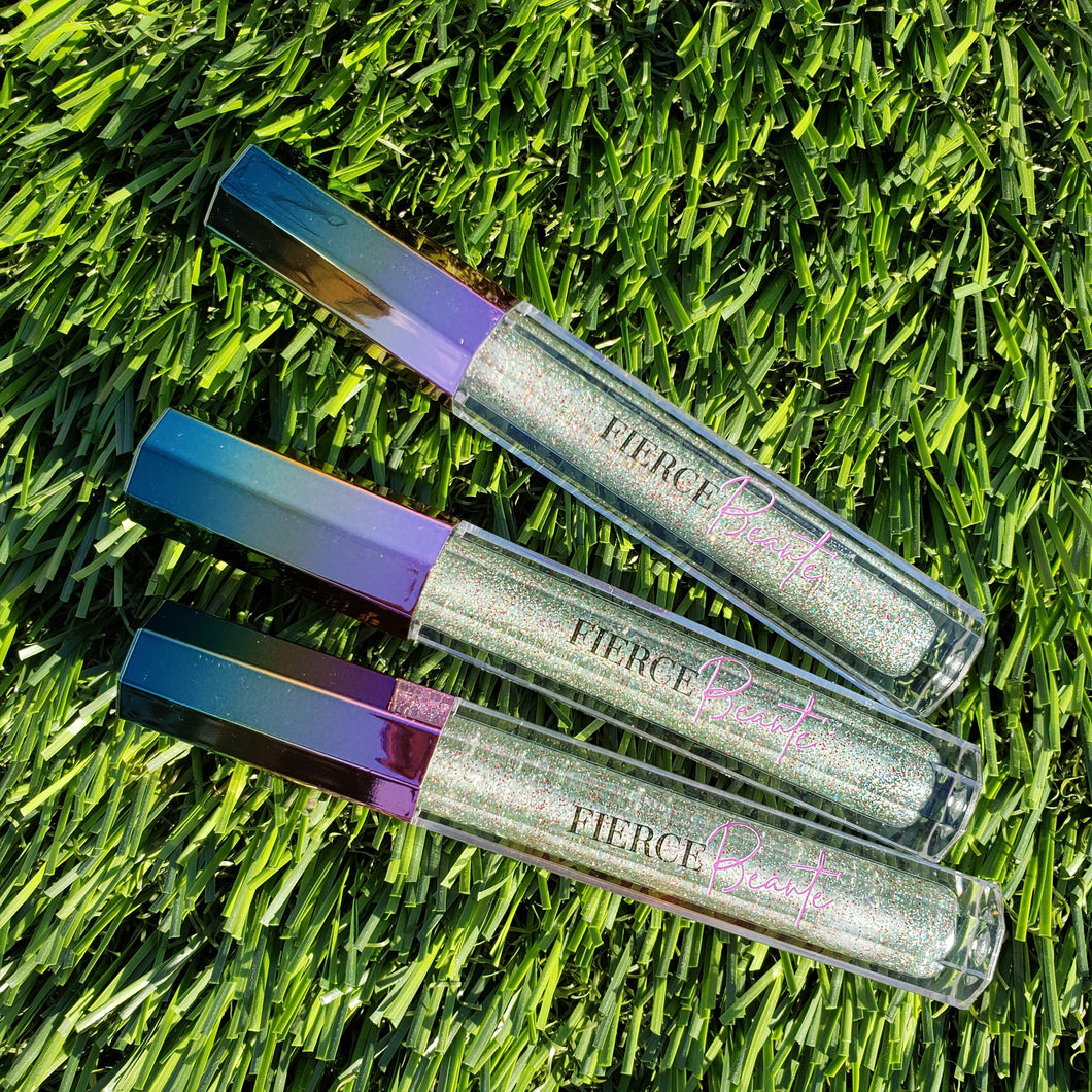 Fierce Beaute' Green and Red Clear Glitter Lipgloss | Gucci Girl